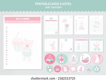 Set of animals and cute vector cards,bears,baby shower,printable,  tags,cards,templates,Notes, Stickers, Labels,Scrap booking, Congratulations, Invitations,Vector illustrations.