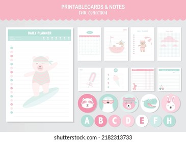 Set of animals and cute vector cards,bears,baby shower,printable,  tags,cards,templates,Notes, Stickers, Labels,Scrap booking, Congratulations, Invitations,Vector illustrations.