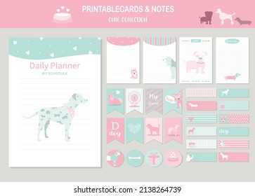Set of animals and cute vector cards,dog,baby shower,printable,  tags,cards,templates,Notes, Stickers, Labels,Scrap booking, Congratulations, Invitations,Vector illustrations