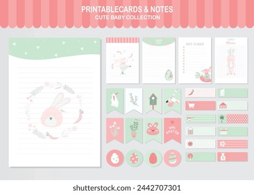 Set of animals and cute vector cards,Easter, tags,cards,templates,Notes, Stickers, Labels,Scrap booking, Congratulations, Invitations,Vector illustrations.