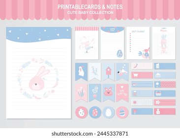 Set of animals and cute vector cards,Easter, tags,cards,templates,Notes, Stickers, Labels,Scrap booking, Congratulations, Invitations,Vector illustrations.