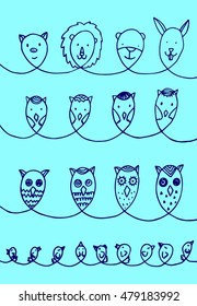 set animals doodle. hand drawn animal