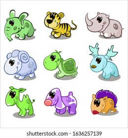Set of Animals emoji, Animals emoji vector collection.