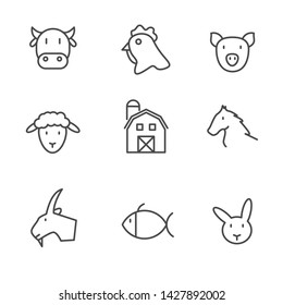 Set of animals farm icon with outline design. Simple animals farm vector illustration with outline design.