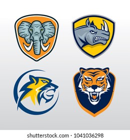 set of animals head logo