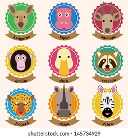 set of animals heads