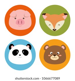 set animals heads icon