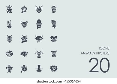 Set of animals hipsters icons