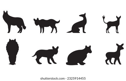 set of animals icon black simple flat on white background