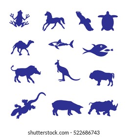 Set of animals icon on white background. All elements animals for web design and decoration of greeting cards.