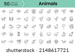 Set of animals icons. Line art style icons bundle. vector illustration