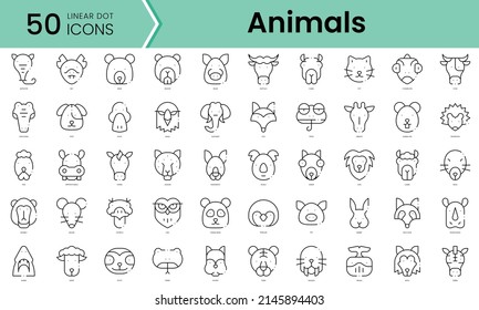 Conjunto de iconos de animales. Conjunto de iconos de estilo de arte de línea. ilustración vectorial