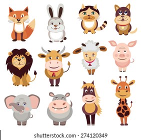 conjunto de iconos de animales (ilustración vectorial)