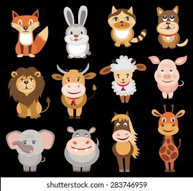 set of animals icons (vector illustration)