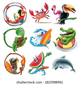 set of animals for illustrated summer decorations