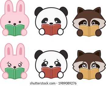 Conjunto de animales impresionados por los libros.