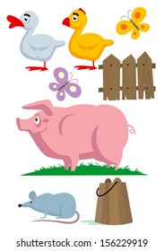 set of animals living on the farm