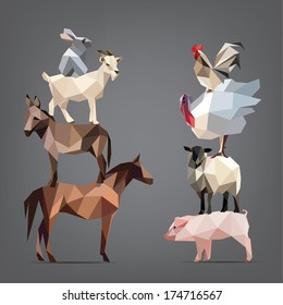Set of animals living on the farm. vector illustration