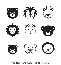 set of animals logos, vector logo, safari animal illustration, vector logo set,