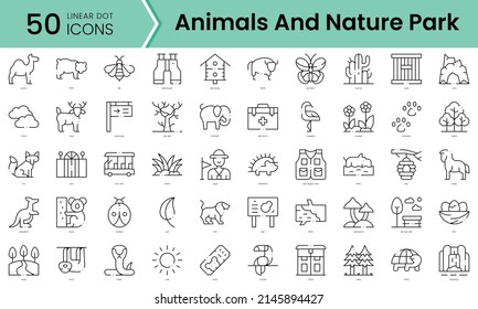 Set of animals and nature park icons. Line art style icons bundle. vector illustration