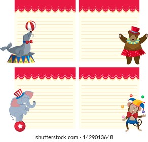Conjunto de animales con la ilustración del bloc de notas