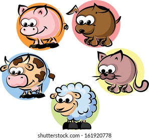 Set of animals on farm - vector 