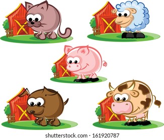 Set of animals on farm - vector 