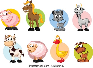 Set of animals on farm - vector 