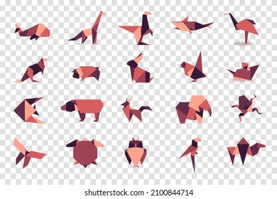 Set animals origami. Animal origami vector. Abstract animals logo design. Animal origami. Vector illustration