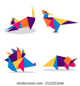 Set animals origami. Animal origami vector. Abstract animals logo design. Animal origami. Vector illustration