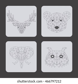 set of animals over gray background, vector illustration