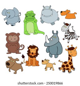Set of animals, painted by hand.