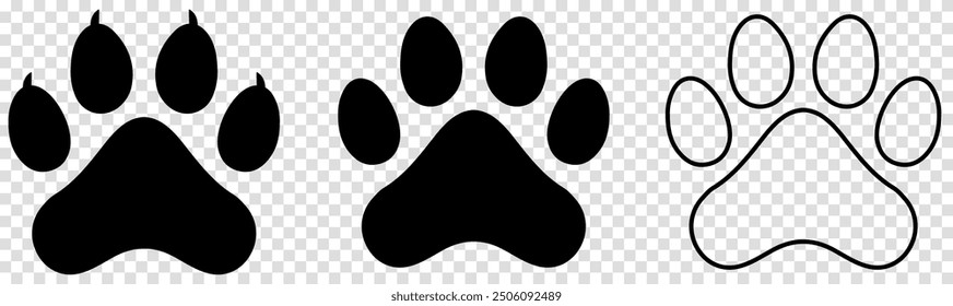 Set of animals paw. Vector illustration

