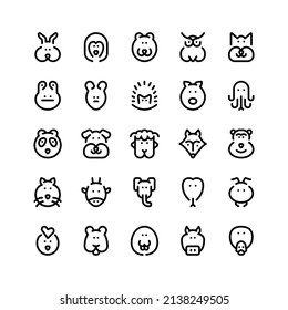 Set of animals pet wild mammals Outline Icon, Logo, and illustration Vector