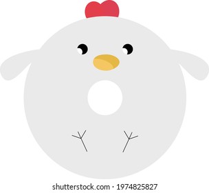 set of animals, pets in the form of a donut circle. transparent background
