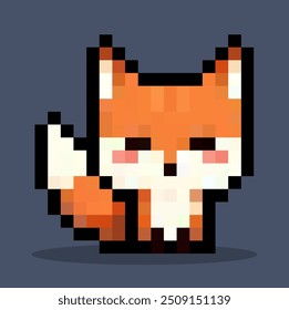 vetor de arte de pixel de raposa de desenho animado bonito