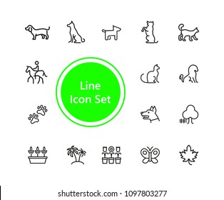 Set of Animals and Plants Line Icons