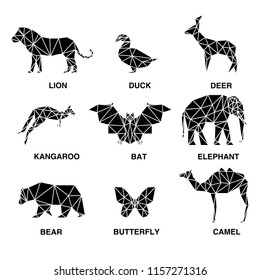 Set of animals from polygons.