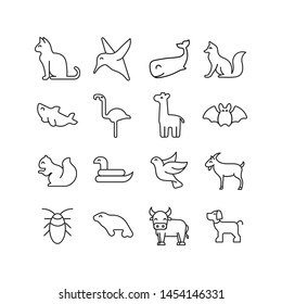Set of animals related vector line icons. Premium linear symbols pack. Vector illustration isolated on a white background. Web symbols for web sites and mobile app. Trendy design. 