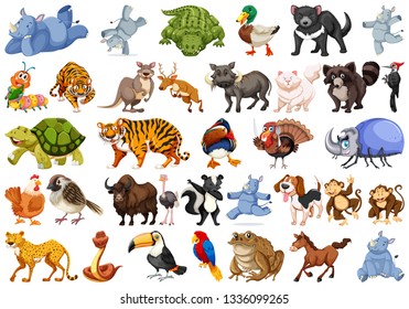 Set of animals sets illustration