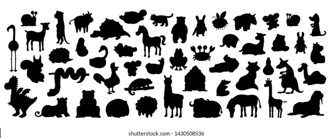 Set of Animals silhouette. isolated on white background