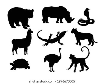 Set of animals silhouette vector illustartion