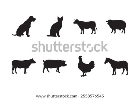 A set of animals silhouette vector illustration.