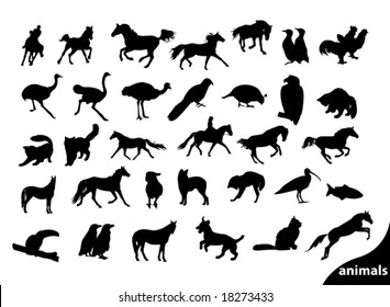 set of animals silhouettes