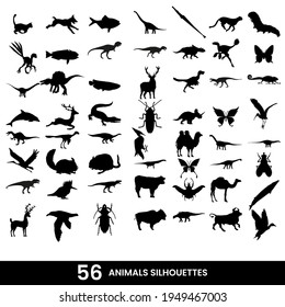 Set of animals silhouettes icon vector. Eps10 vector illustration.