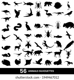 Set of animals silhouettes icon vector. Eps10 vector illustration.