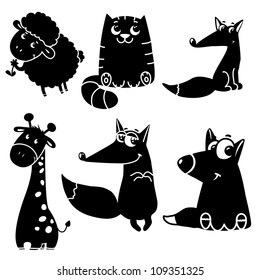 set of animals silhouettes, isolated