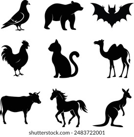 set of animals silhouettes vector illustration