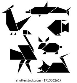 set of animals from simple geometrycal shapes