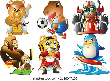Set of animals sport vector image